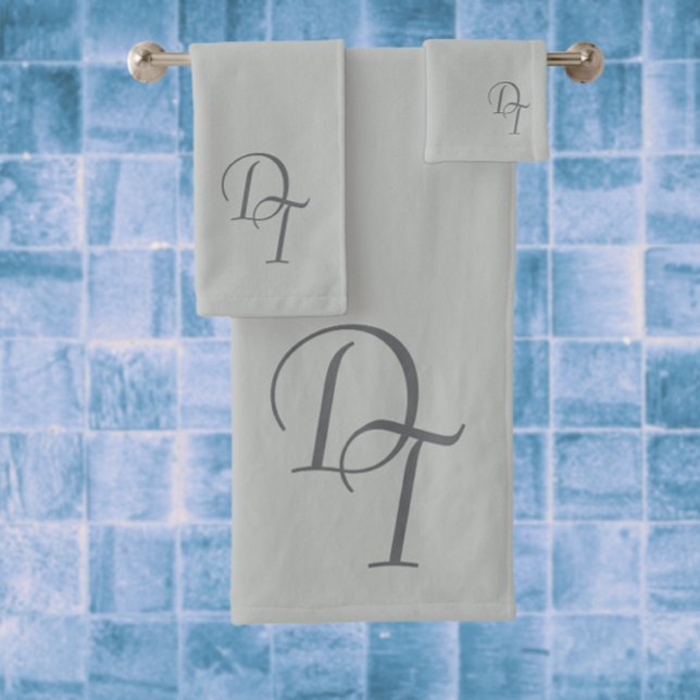 Monogrammed -   pale gray solid bath towel set (Creator Uploaded)