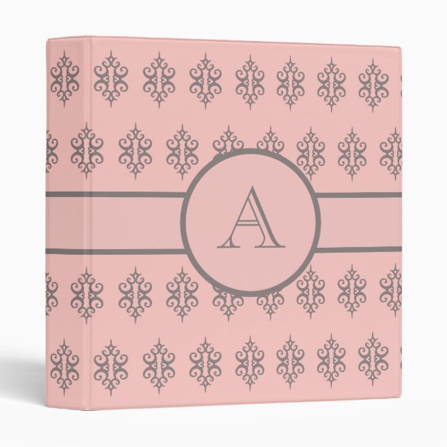 Monogrammed Pale Pink  Binder (Front/Spine)