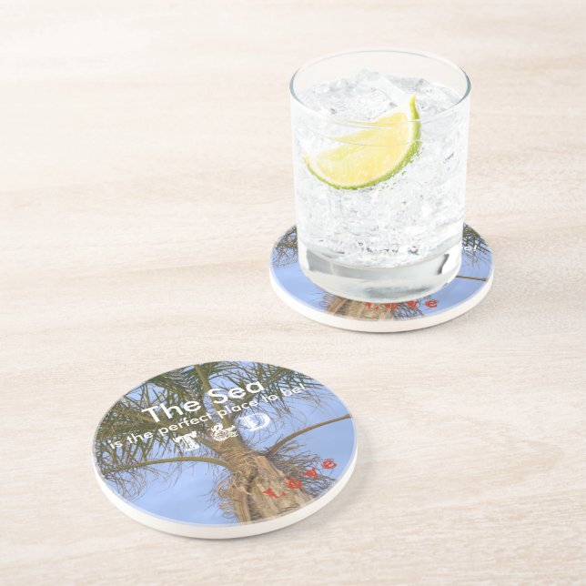 Monogrammed Palm Tree Drink Coasters (Side)