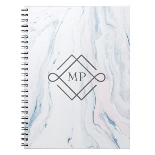 Monogrammed Pastel Marble Stone Notebook