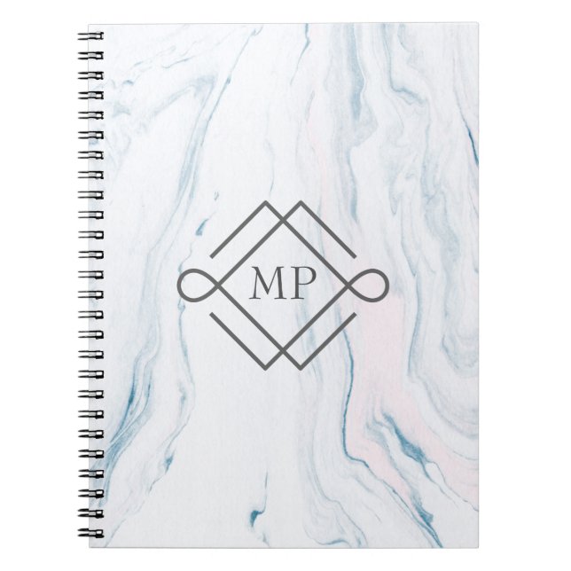 Monogrammed Pastel Marble Stone Notebook (Front)