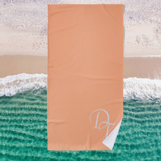Monogrammed -   pastel orange solid  beach towel (Creator Uploaded)
