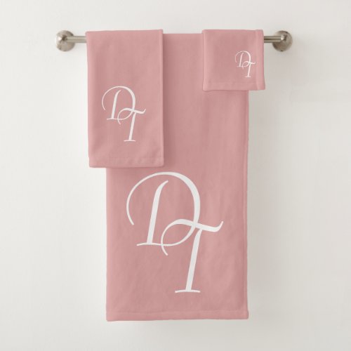 Monogrammed _  pastel pink bath towel set