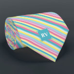Monogrammed Pastel Stripes Easter Neck Tie<br><div class="desc">The "Monogrammed Pastel Stripes Easter neck tie" embodies several elements that contribute to its trend-setting status within men's fashion, particularly for fashion-forward individuals who appreciate both classic and modern styles. Let's break down its design elements and how they align with current trends: Monogram: Monogrammed items have been making a comeback...</div>