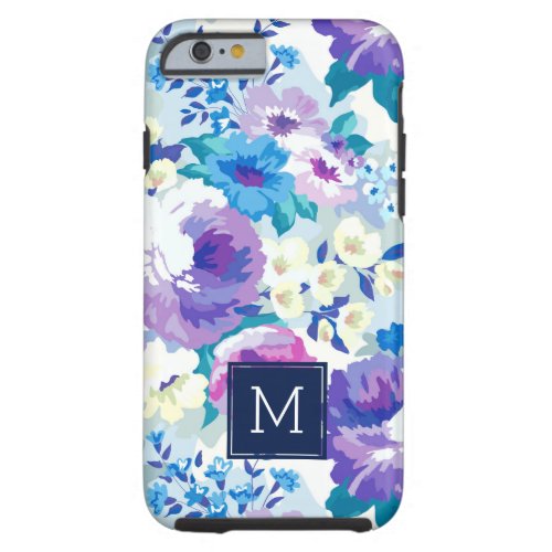 Monogrammed Pastel Watercolors Flowers Pattern Tough iPhone 6 Case