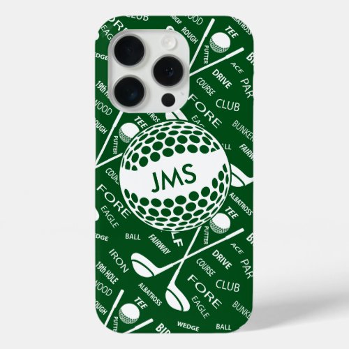 Monogrammed Pattern for the Golfer iPhone 15 Pro Case