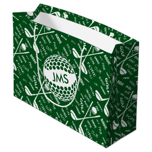 Monogrammed Pattern for the Golfer Large Gift Bag
