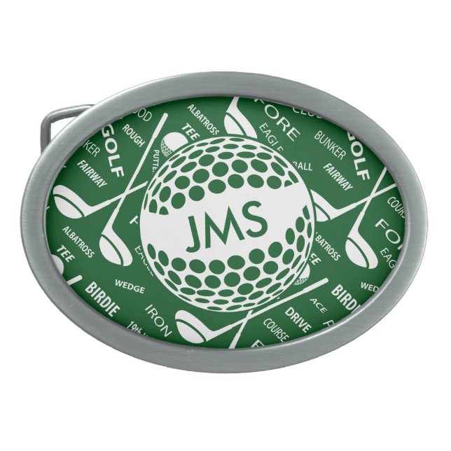 Monogrammed Pattern for the Golfer Oval Belt Buckle (Front)