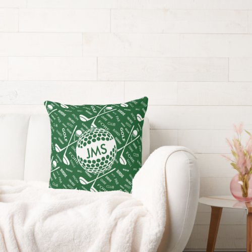 Monogrammed Pattern for the Golfer Throw Pillow