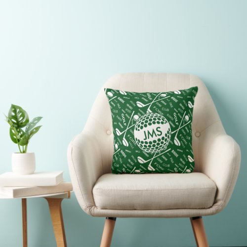 Monogrammed Pattern for the Golfer Throw Pillow