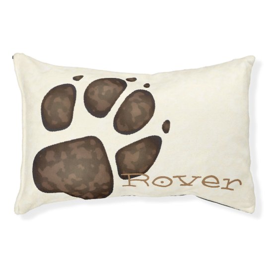Monogrammed Paw Print in Brown SplotchesDog Bed 2