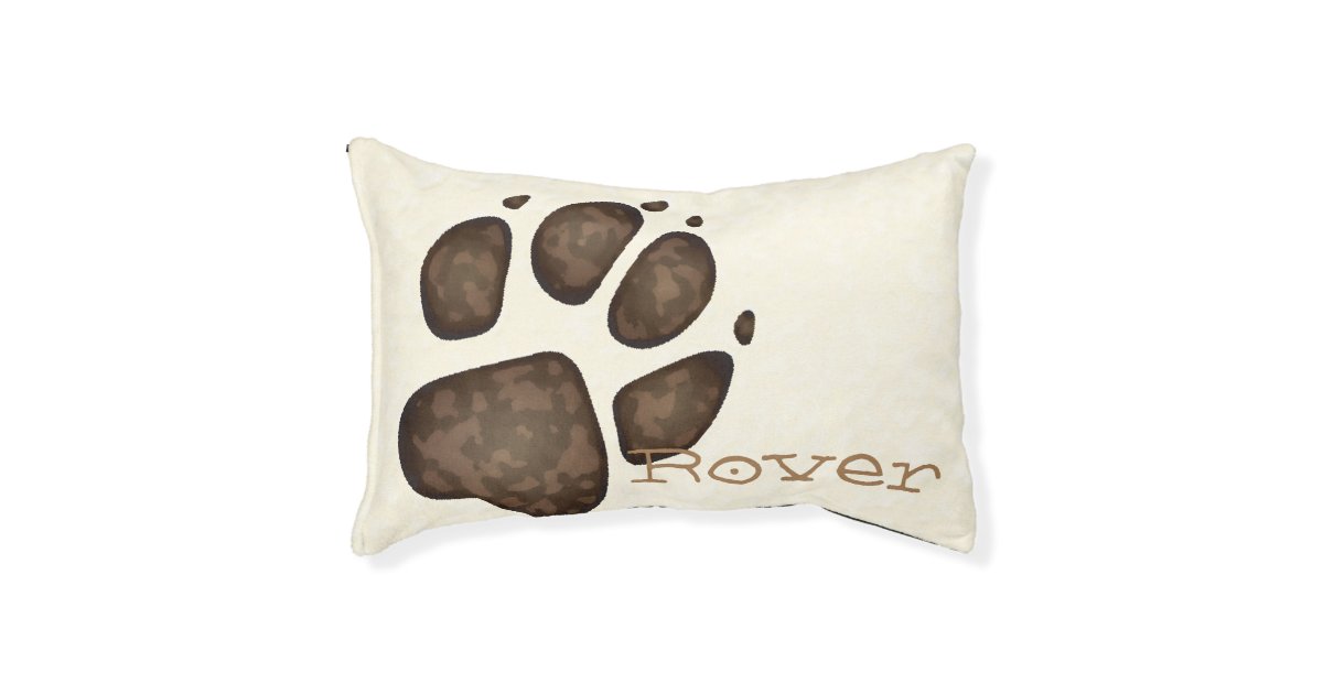 Monogrammed Paw Print in Brown Splotches-Dog Bed 2 | Zazzle