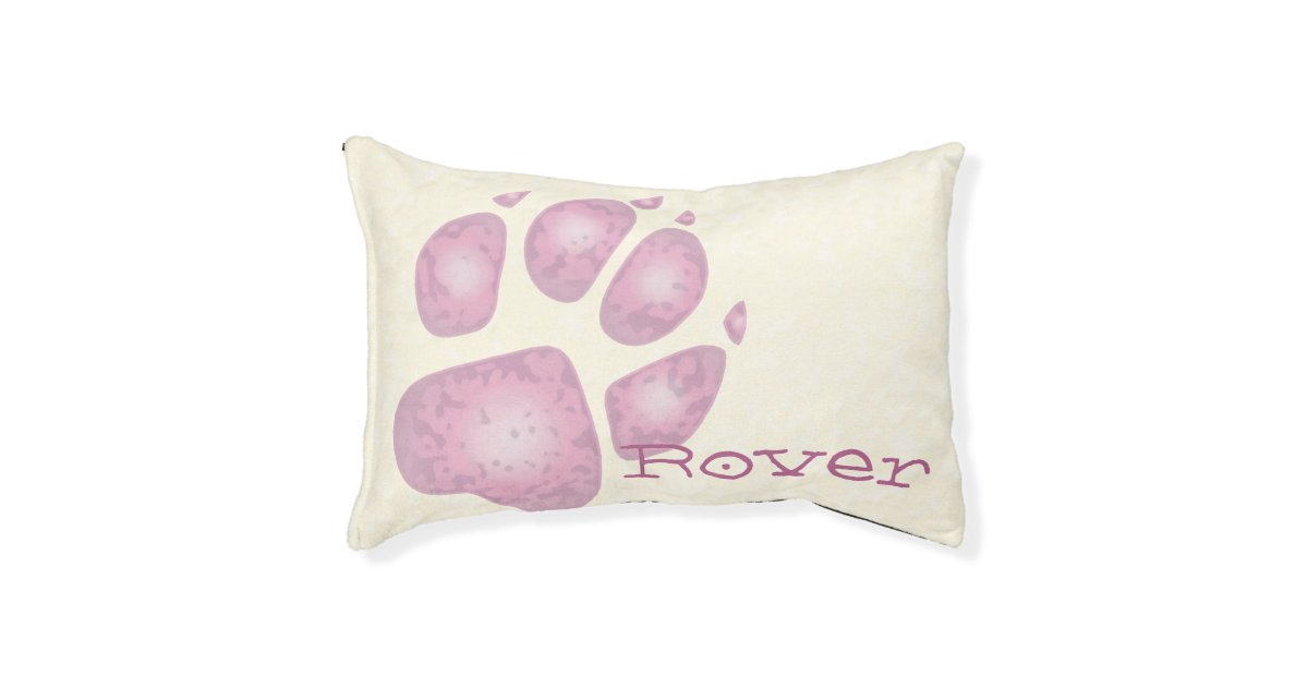 Monogrammed Paw Print in Pink Splotches Dog Bed Zazzle