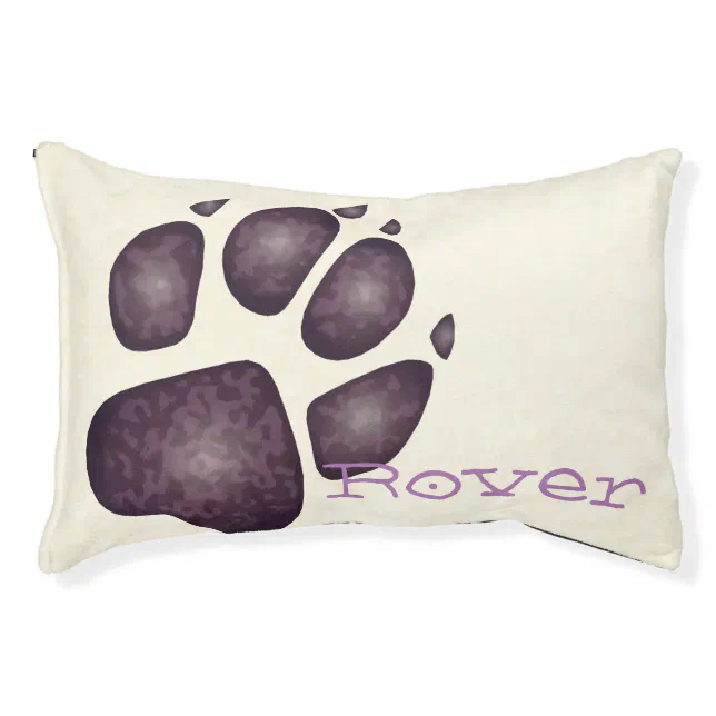 Monogrammed Paw Print in Purple SplotchesDog Bed Zazzle