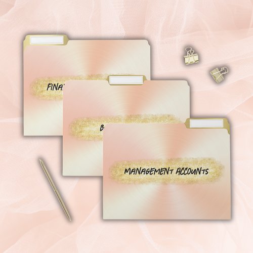 Monogrammed Peach and Gold Business  File Folder
