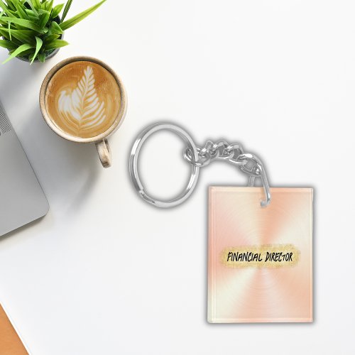 Monogrammed Peach and Gold Business  Keychain