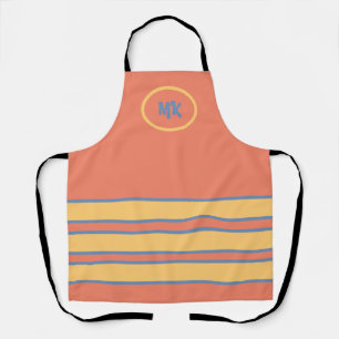 Monogrammed Peach and Yellow Striped Apron