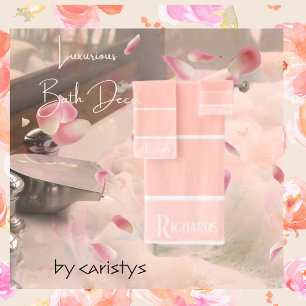 Monogrammed Peach Shades with White Bath Towel Set