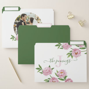 Monogrammed Peony File Folders