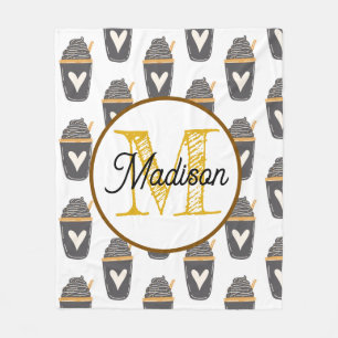Monogrammed personalize fleece blanket coffee