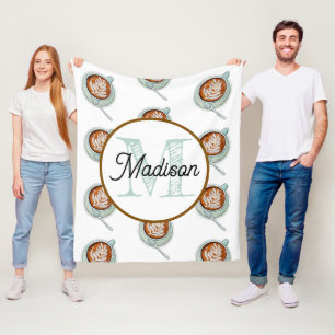 Monogrammed personalize fleece blanket coffee