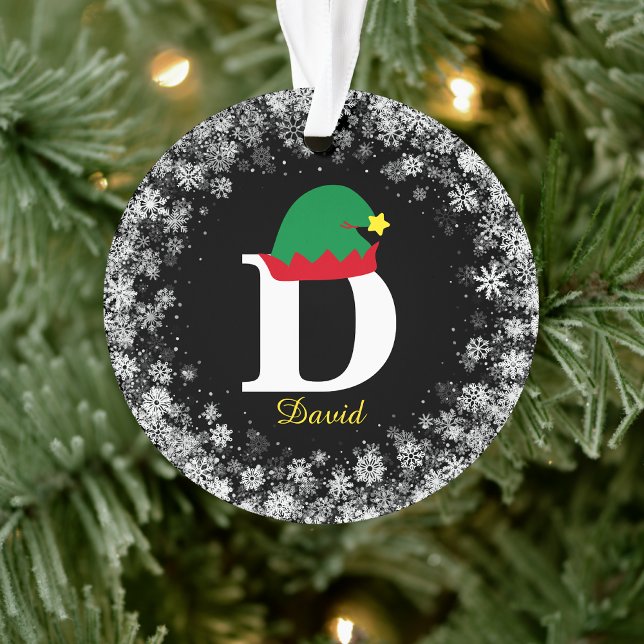 Monogrammed Personalize with Name Surname Black Ornament (Creator Uploaded)