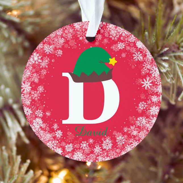 Monogrammed Personalize with Name Surname Red Ornament (Creator Uploaded)