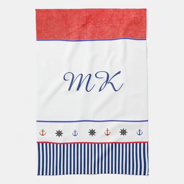 Monogrammed Personalized Beach House Hand Towel (Vertical)