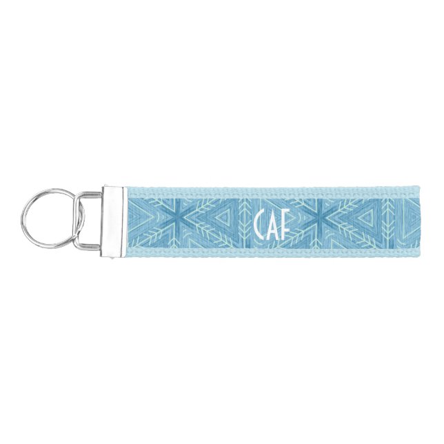 Monogrammed Personalized Blue Arrow Wrist Keychain (Keys on Left)