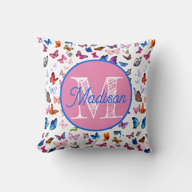Monogrammed personalized butterfly pillow (Front)