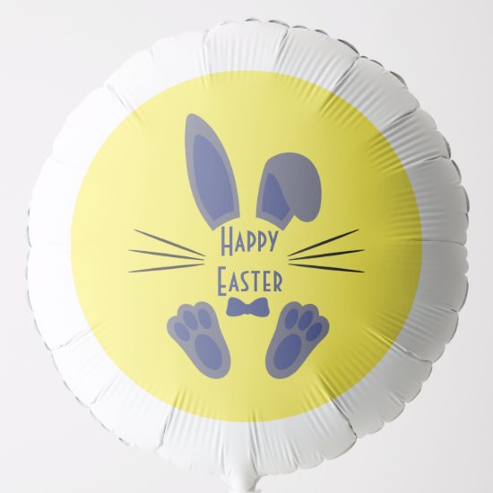 Monogrammed Personalized Easter Bunny in Blue Balloon