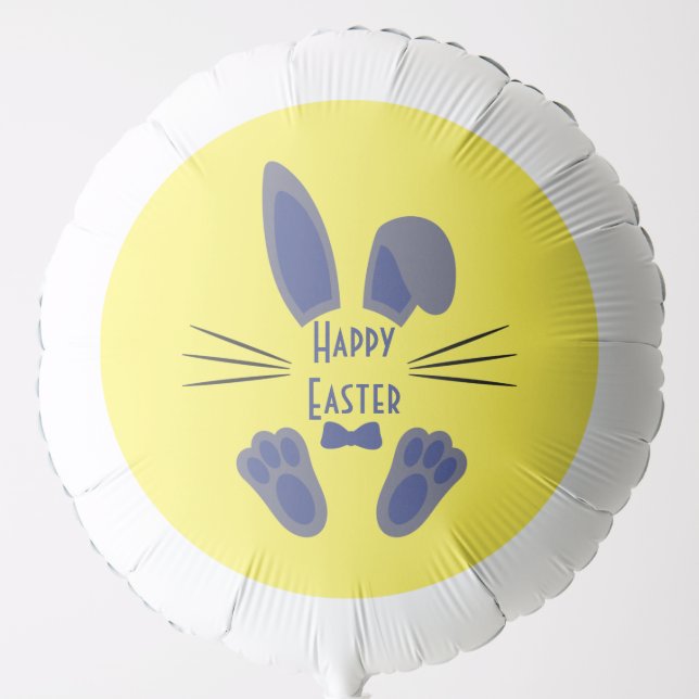 Monogrammed Personalized Easter Bunny in Blue Balloon (Front)