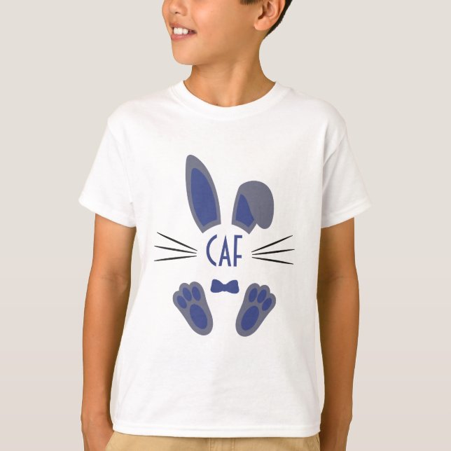 Monogrammed Personalized Easter Bunny in Blue T-Shirt (Front)