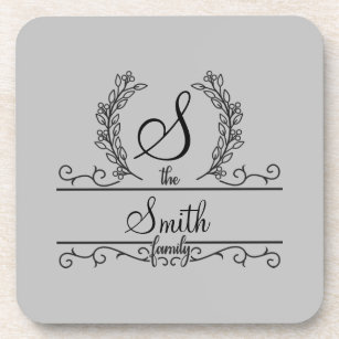 Monogrammed Personalized Family Name Beverage Coaster