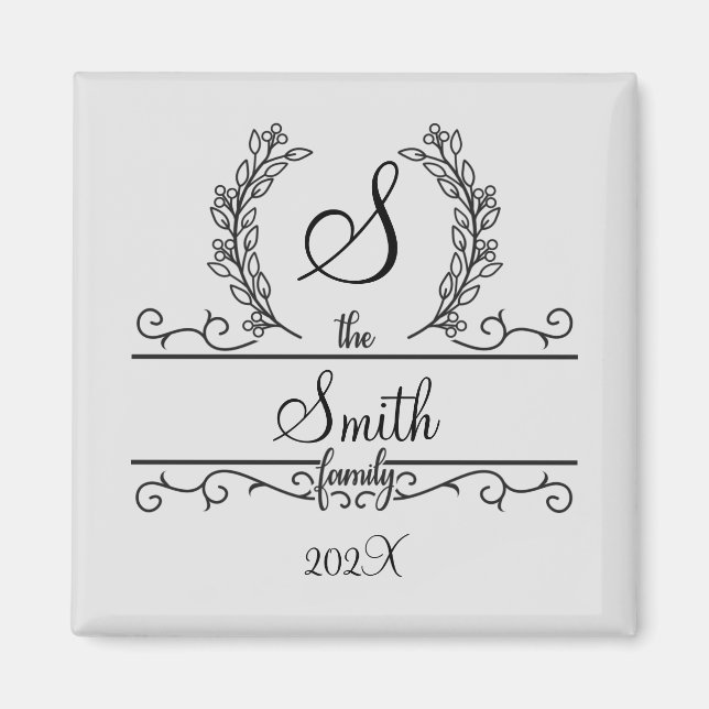 Monogrammed Personalized Family Name  Magnet (Front)