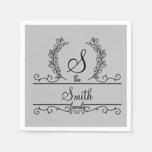 Monogrammed Personalized Family Name  Napkins