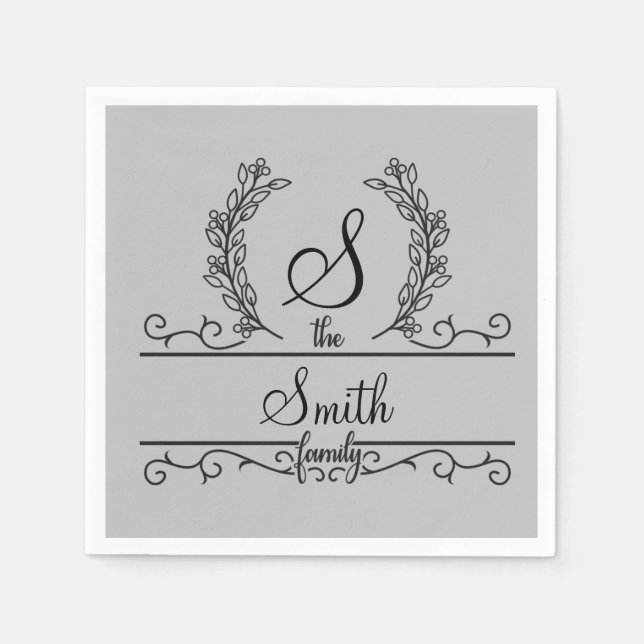 Monogrammed Personalized Family Name  Napkins (Front)