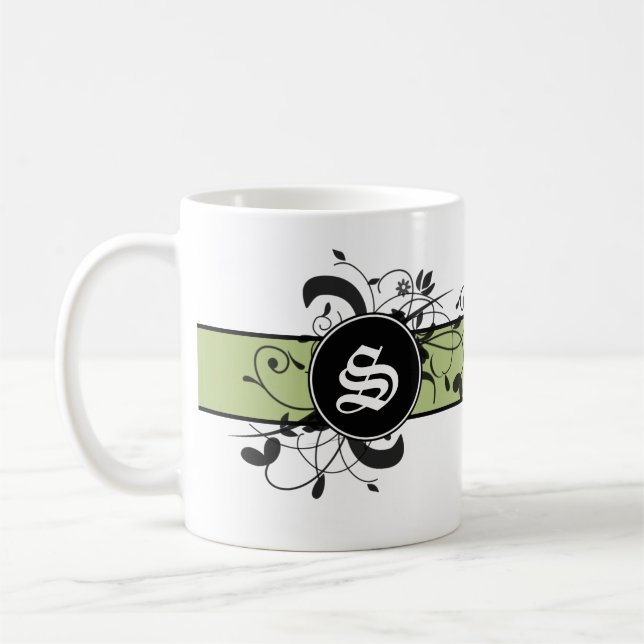 Monogrammed Personalized Fancy Flourish Coffee Mug (Left)