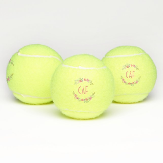 Monogrammed Personalized Floral Wreath Tennis Balls (Multi)