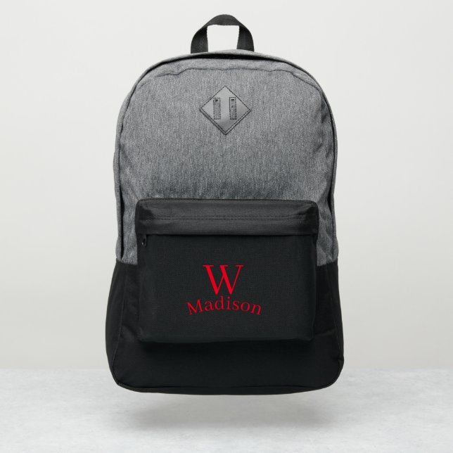 Monogrammed Personalized Kids Adult Teen Laptop Port Authority® Backpack (Front)
