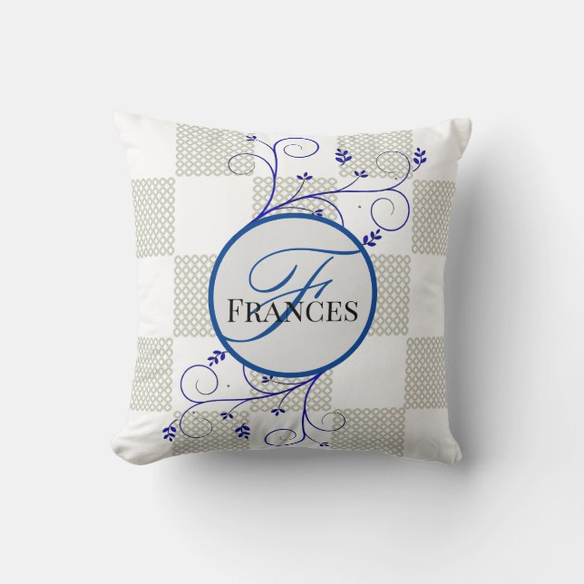 Monogrammed Personalized Throw Pillow (Front)