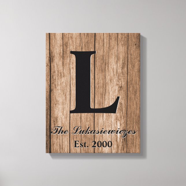 Monogrammed Personalized Wedding Anniversary Year Canvas Print (Front)