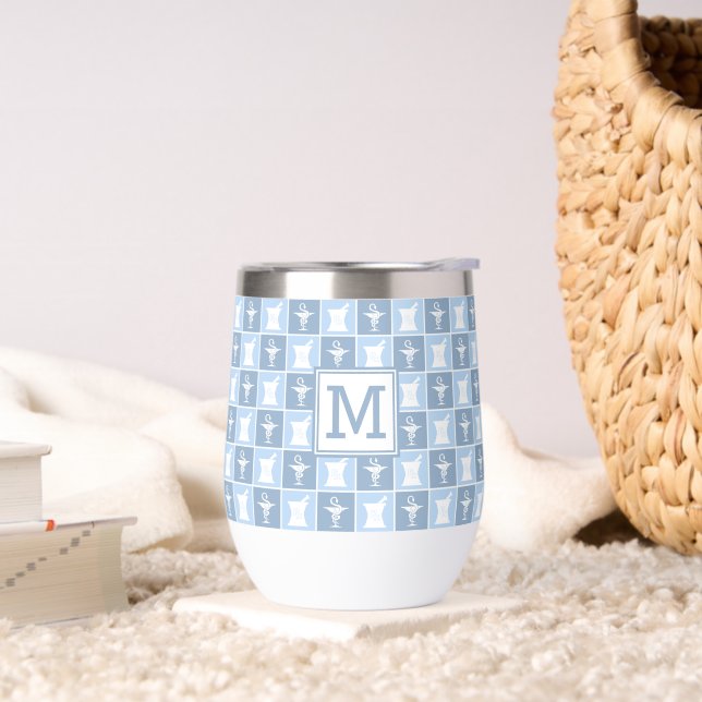 Monogrammed Pharmacist Pharmacy Tech Thermal Wine Tumbler (Living Room)