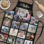 Monogrammed Photo Collage Grid Pattern Black Gold Apron<br><div class="desc">Celebrate the simple joys of family and friends with an elegant custom photo collage apron. If you prefer a background or text in colors other than black, white and gold, see instructions below. (IMAGE PLACEMENT TIP: An easy way to center a photo exactly how you want is to crop it...</div>