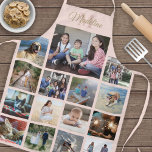 Monogrammed Photo Collage Pattern Blush Pink Gold Apron<br><div class="desc">Celebrate the simple joys of family and friends with an elegant custom photo collage apron. If you prefer a background or text in colors other than blush pink and gold, see instructions below. (IMAGE PLACEMENT TIP: An easy way to center a photo exactly how you want is to crop it...</div>