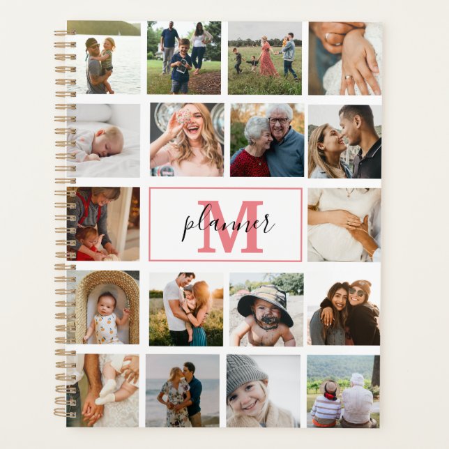 Monogrammed Photo Collage Personalized 2022 Planner (Front)