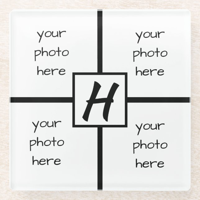 Monogrammed Photo Glass Coaster (Front)