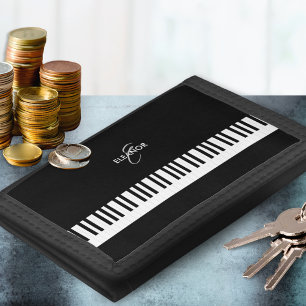 Monogrammed Piano Keyboard Music Black White Keys Tri-fold Wallet