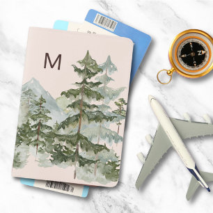 Monogrammed Pine Forest and Mountain Passport Holder