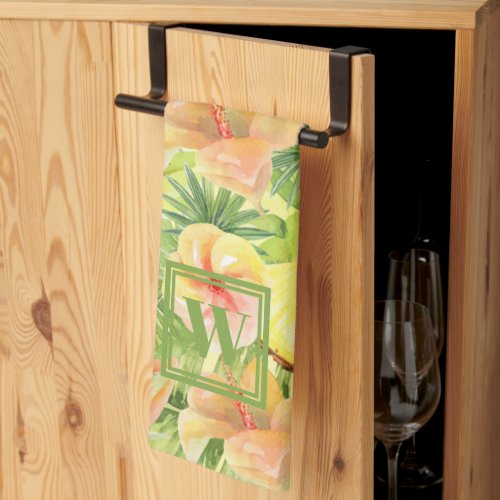 Monogrammed Pineapple Flowers Kitchen Towel